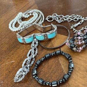 Turquoise and Silver Bracelet Set